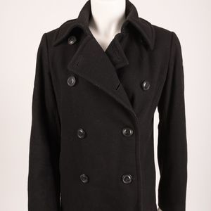 J.Crew Women's Melton Pea Coat Jacket Black S